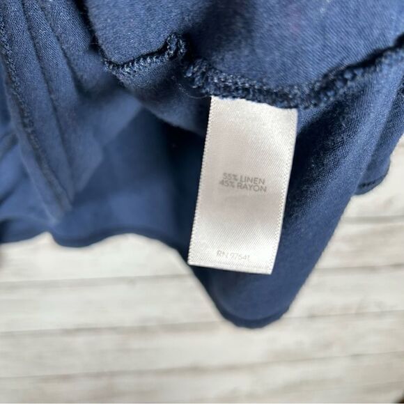 J. Jill 3X Layered Tank Asymmetrical Hem Top Linen Blend Navy Blue - Picture 3 of 4